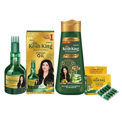 Kesh King Oil Shampoo Capsule Combo - 300ml + 30Nos