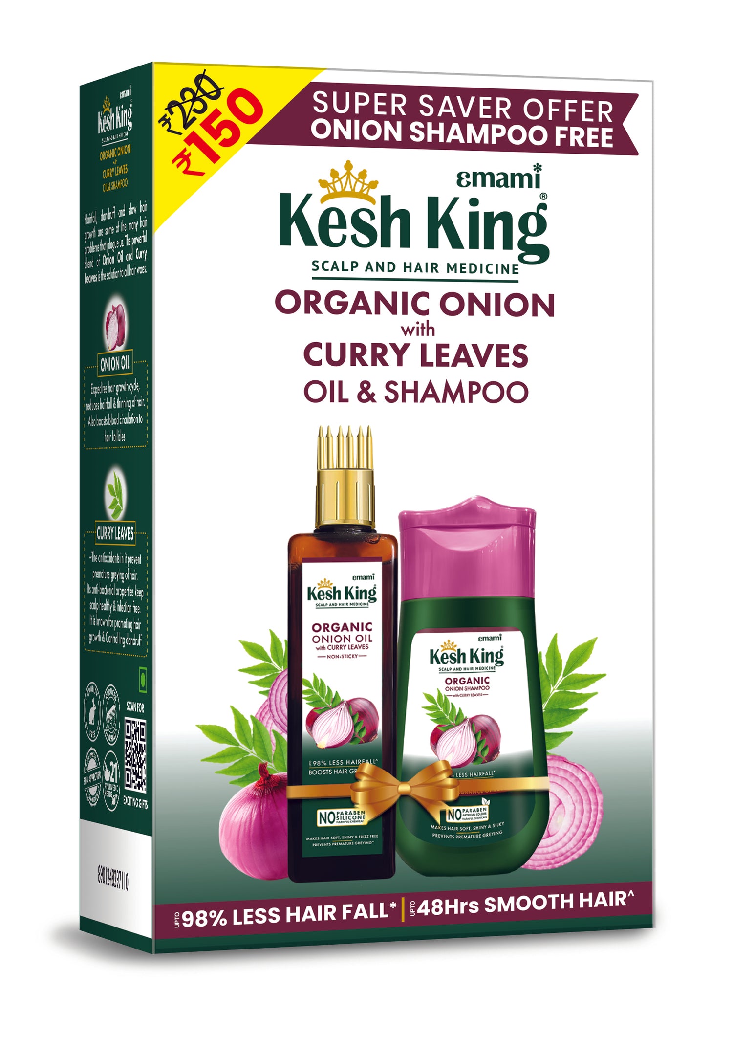 Kesh King Organic Onion Oil 50ml with Onion Shampoo 30ml FREE