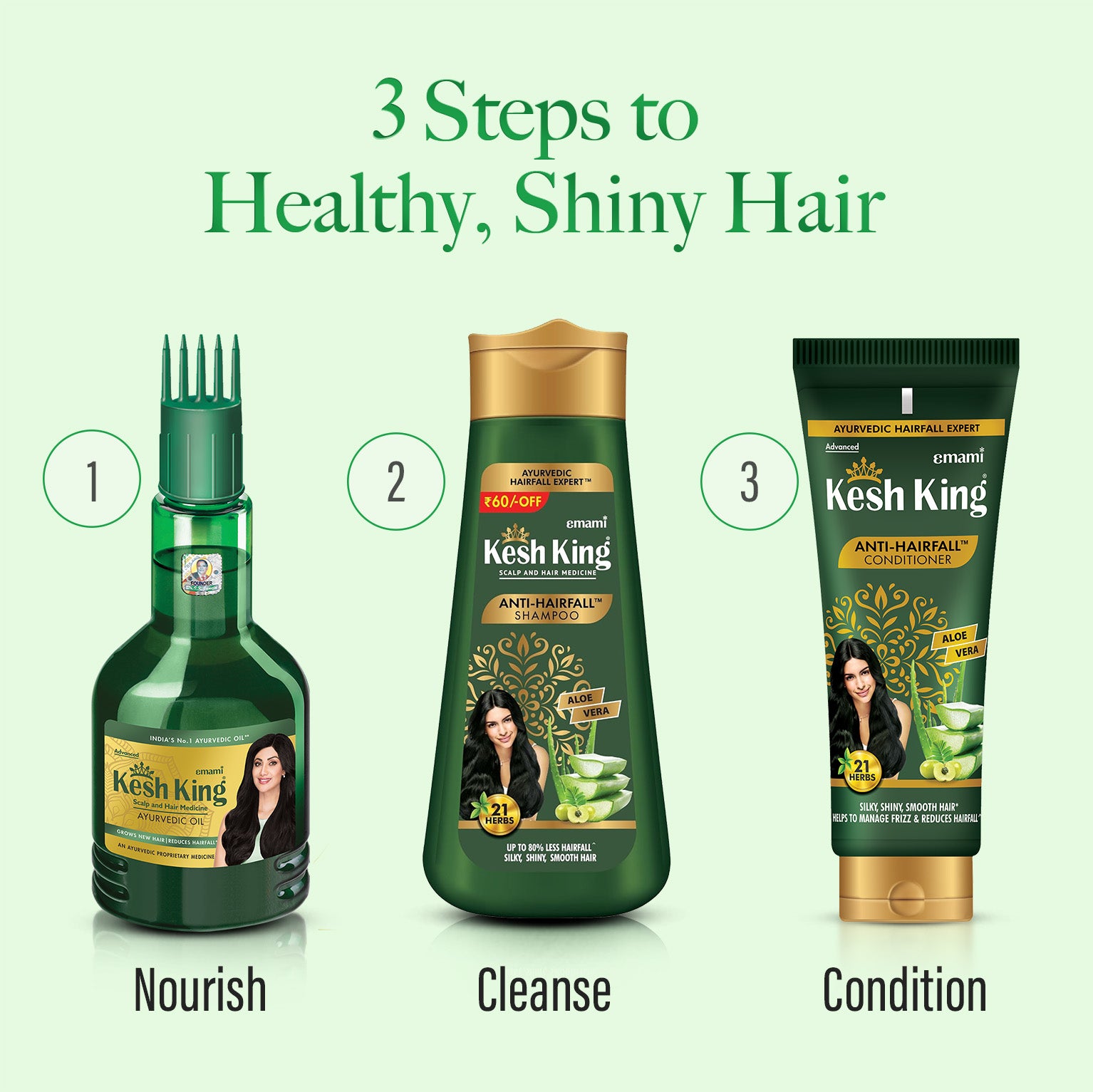 Kesh King Ayurvedic Anti-Hairfall Conditioner for smooth shiny frizz free hair, 200ml