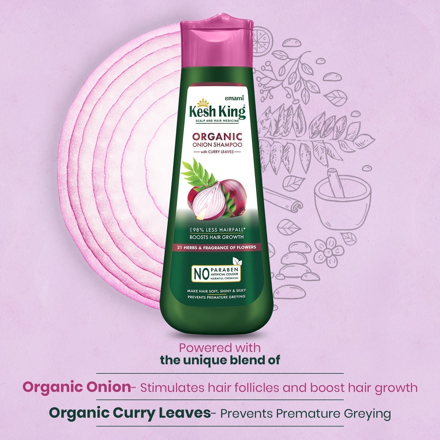 Kesh King Organic Onion Shampoo With Curry Leaves - 1L