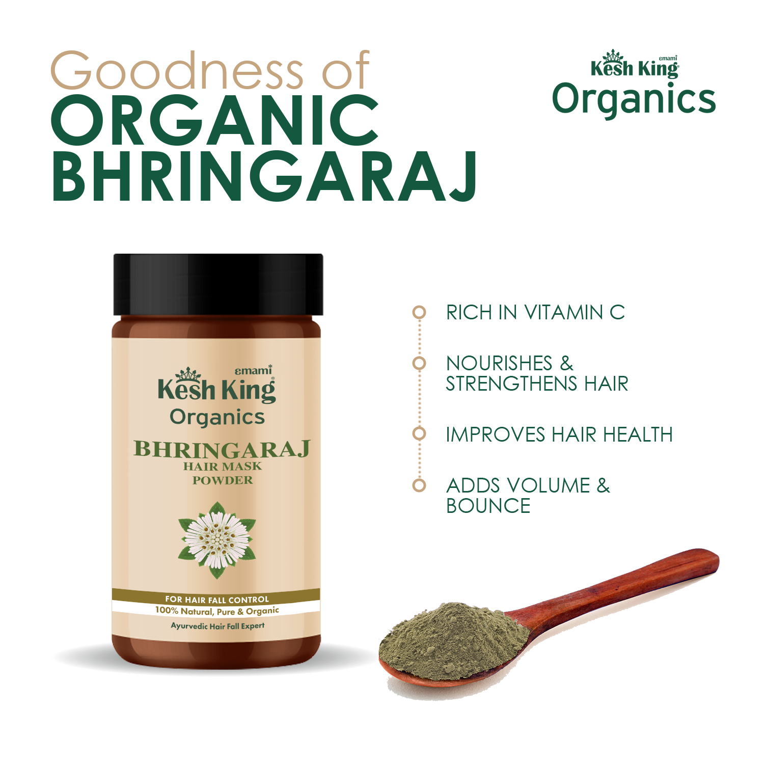 Kesh King Organics Organic Bhringraj Powder 100g