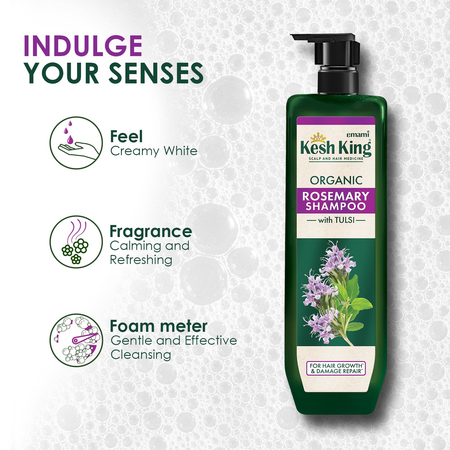 Kesh King Organic Rosemary Shampoo with Tulsi, anti hairfall shampoo for regular use, 300ml