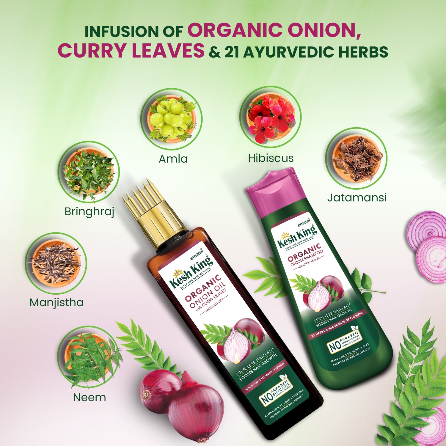 Kesh King Organic Onion Oil Shampoo Combo - 400ml