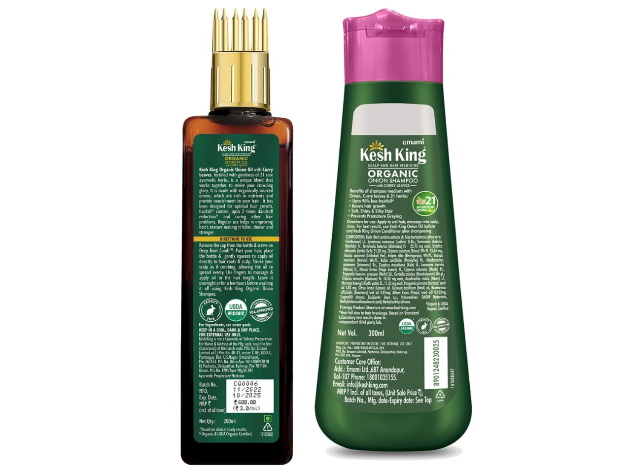 Kesh King Organic Onion Oil Shampoo Combo - 400ml